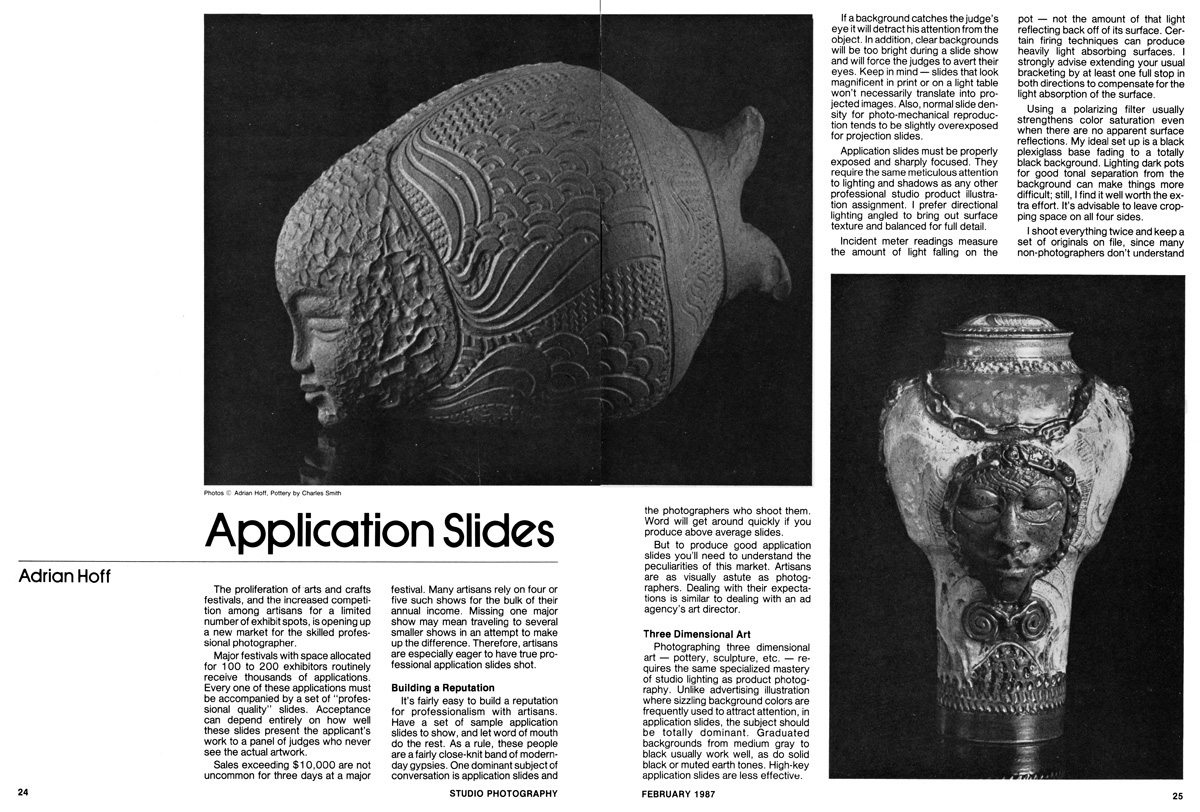 Studio Photography magazine, February	1987: Application Slides (pages 1-2)